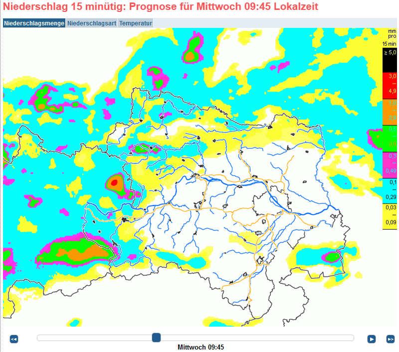 INCA-Internetportal der STM-Niederösterreich Niederschlagsart zum genannten