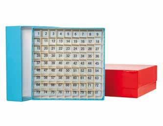 Format 136 x 136 mm, Cryo-Code-Card Rastereinsätze für Kryo-Boxen, Format 136 x 136 mm zur Probenlagerung verpackt in praktischer Faltschachtel Raster Für Röhrchen-Ø Rasterhöhe 25 mm Rasterhöhe 30 mm