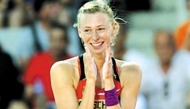 2010: Lisa Ryzih gewann bei der EM in Barcelona die Bronzemedaille im Stabhochsprung.