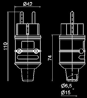 Schutzkontakt-Stecker 16A 230V~ mit Kabelknickschutz mit spezieller