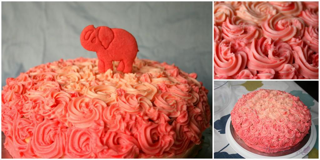 Elefanten, also kam noch ein rosa Exemplar der Dickhäuter in Keksform oben drauf.