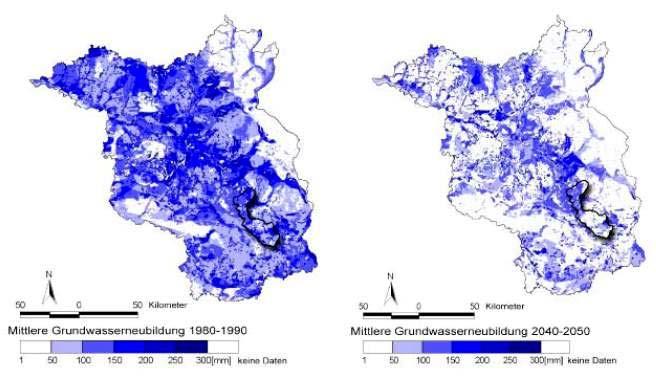 Auswirkungen des Klimawandels auf den Wasserhaushalt Brandenburg Änderung der Grundwasserneubildung im Zeitraum