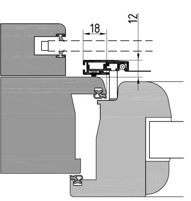7. Spannrahmen SP-B 35 mm mit vorgesetztem Rollladen für folgenden Fenstertyp: Flächenversetzt, flächenbündig oder halbversetzt (ohne Wetterschenkel) überschlag umlaufend identisch Vorgesetzter