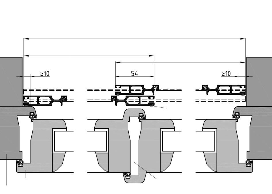 3103015FF U-Laufschiene Art.-Nr. 3103021FF Al-IS.2 U-Bodenschiene ST Art.-Nr. 3003026FF Die Angabe der Hauptdurchgangsseite ist bei der Bestellung nicht notwendig, da die Flügel auf beide Seiten geschoben werden können.