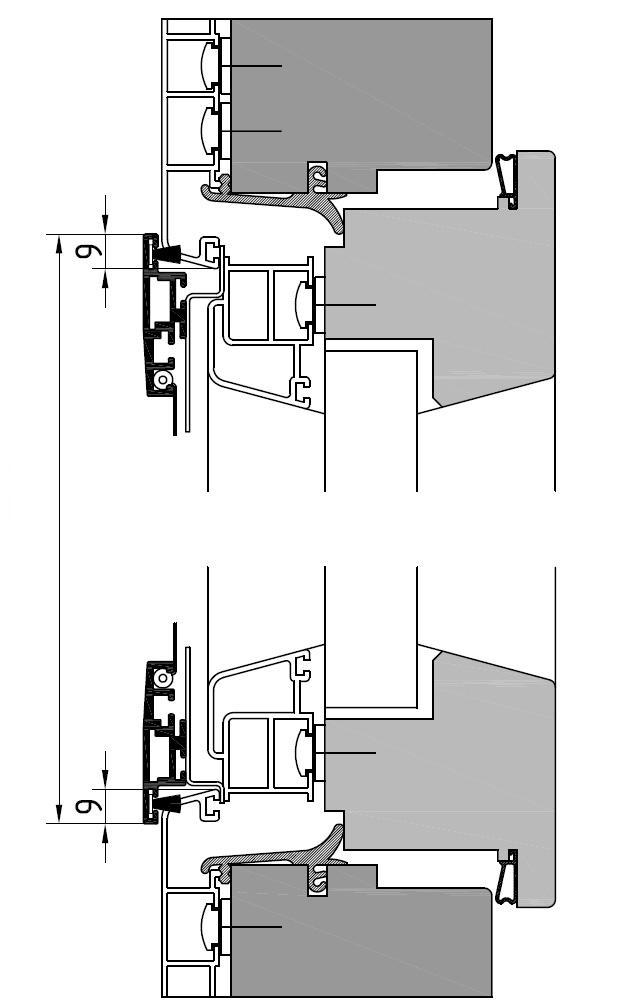 1.2 Spannrahmen SP-V 10 mm für folgenden Fenstertyp: Flächenversetzt 11 mm überschlag umlaufend identisch Ohne Wetterschenkel (z.b. Holz-Alu-Fenster; siehe auch Alternative Seite 8.