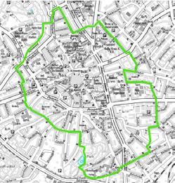 7: Der Grüne Ring um die Innenstadt von Bottrop (Quelle: Büro Drecker) Im Rahmen des Masterplans werden Einzelprojekte in den unterschiedlichen Planungsräumen in thematischen Rahmenprojekten