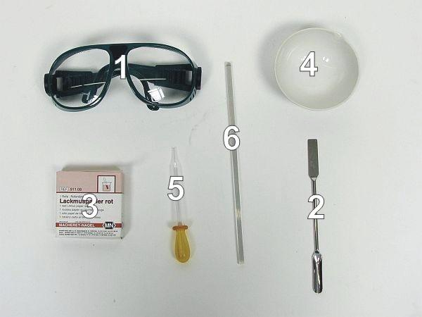 Material Material Material aus "TESS Chemie Set Anorganische Chemie" (Bestellnr. 330-88) Position Material Schutzbrille, farblose Scheiben Bestellnr.