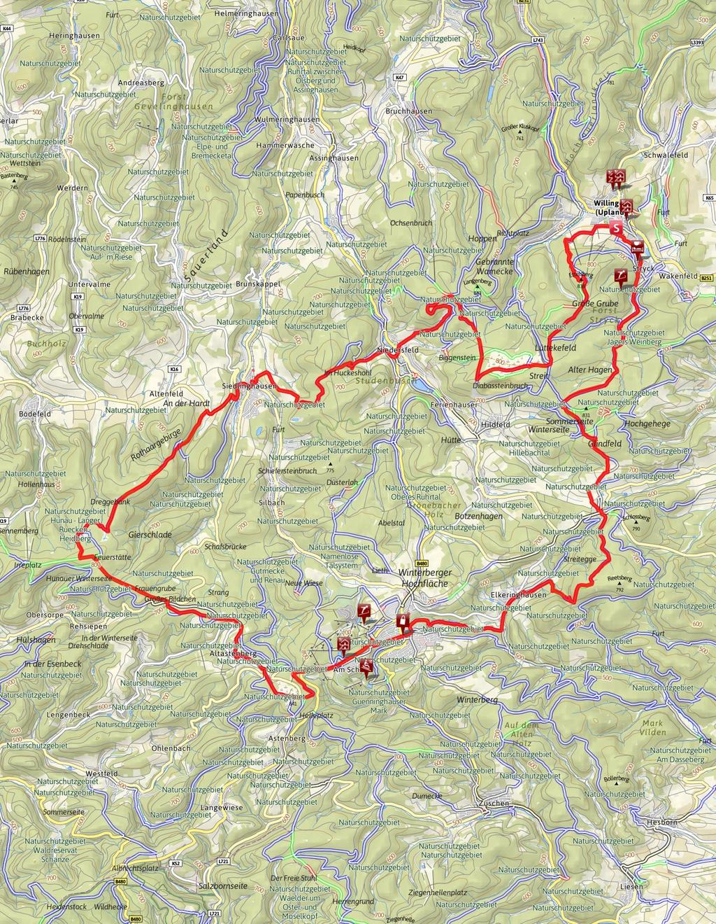 61.1 km 6:05 h 1633 m 1636 m Difficulty Base Map: outdooractive Kartografie; Germany: GeoBasis-DE / BKG 2016, GeoBasis-DE / GEObasis.