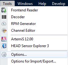 In den Optionen der ArtemiS SUITE kann die exportierte Datei als Team Favorites verbunden