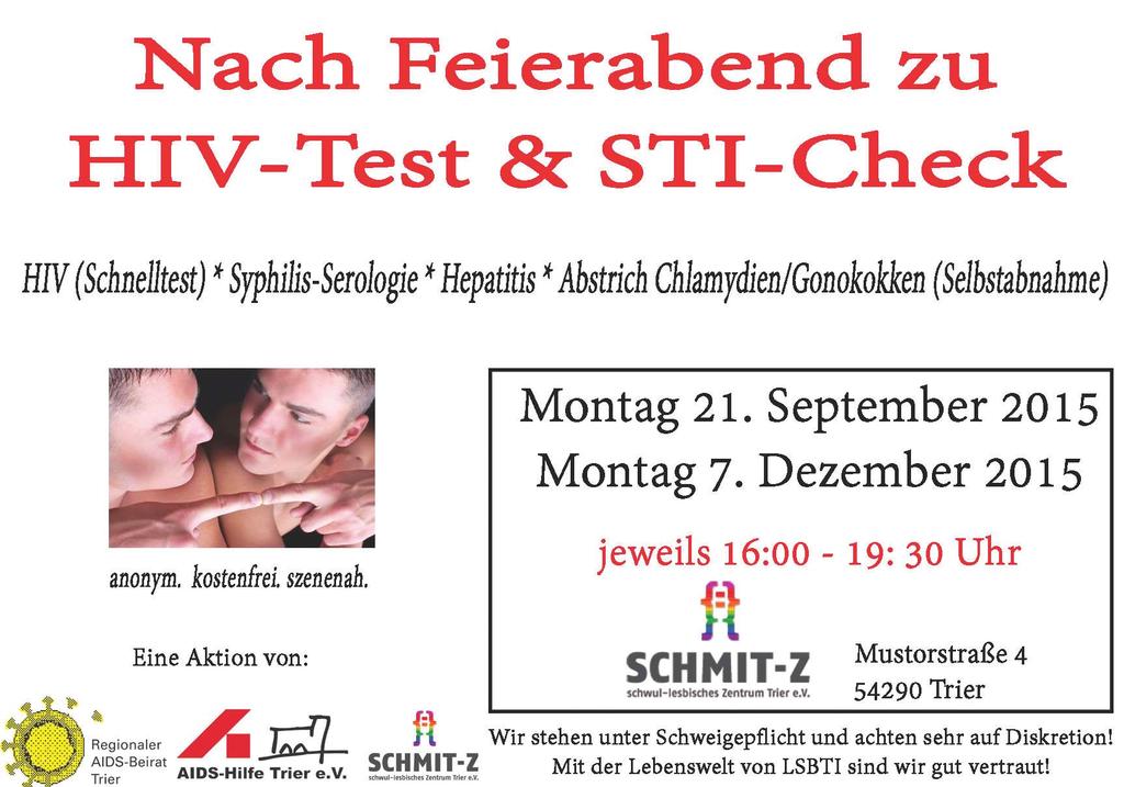 7 HIV-Test und STI-Check Nach Feierabend zu HIV-Test und STI-Check Am Montag 21.