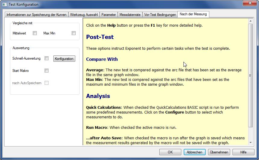 Automatische Berechnung der Messkurven Auf diese Funktion sind wir während der Projekterstellung schon einmal kurz eingegangen. Die Funktion Schnell-Auswertung finden Sie unter T.A. Einstellungen oder Messung starten im Reiter Nach der Messung.