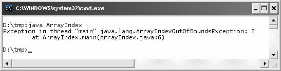 Informationen eines Ausnahme-Objekts public class ArrayIndex { public static void main(string[] args) { int[] intarr = new int[2]; intarr[0] = 1;