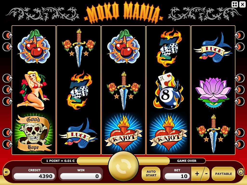 Moko Mania Spielaufbau und Regeln Moko Mania ist ein Spiel mit fünf Walzen. Ein Spielergebnis besteht aus 5x3 Symbolen, wobei jede Walze eines von insgesamt drei Symbolen anzeigt.