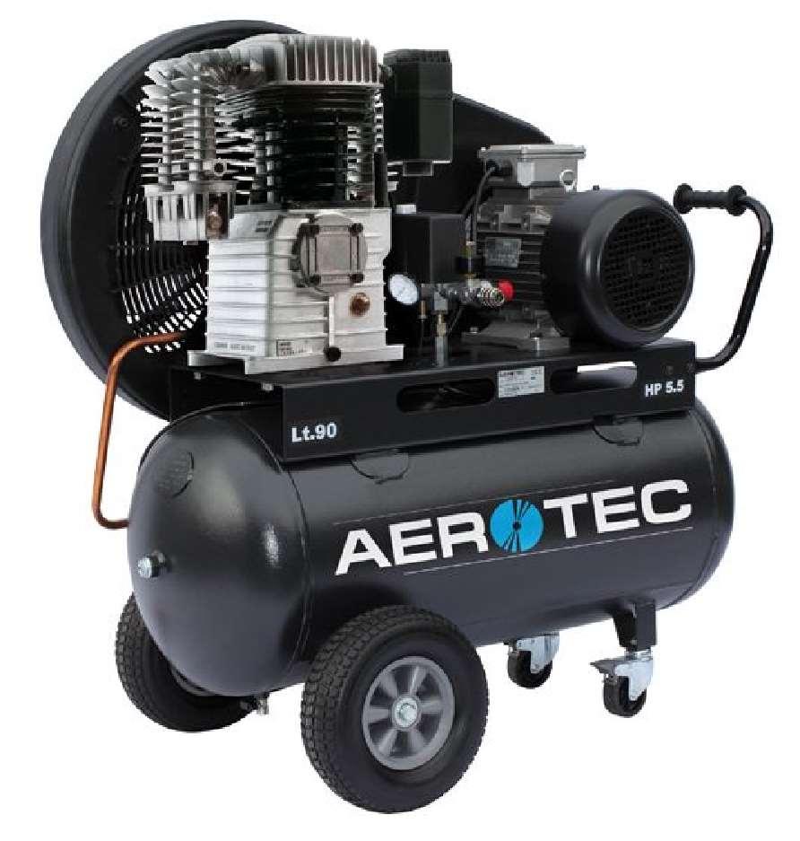 165 Kompressor "Aerotec 780-90" 2-stufiges Aggregat für den harten Profi-Einsatz Mit großem Nachkühler für weniger Kondensat im Kessel; Ölstandskontrolle durch Schauglas Robuster Elektromotor mit