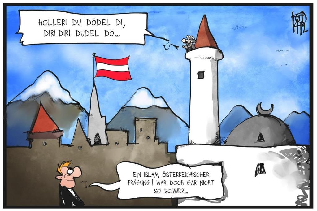 Handout 3 Diskussionsfrage Islam und Österreich passt das zusammen? Was siehst du auf dem Bild? Karikatur: Kostas Koufogiorgos www.