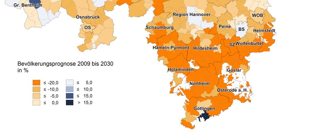 000) Südniedersachsen: - 18,7 % (- 89.300) Südnds. inkl.