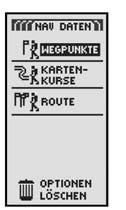 Wenn Sie den Instrument-Bildschirm aufgerufen haben, wird eine Routen- Navigation mit einer Gruppe von Flaggen und dem Wanderer-Symbol in der unteren rechten Ecke des Bildschirms