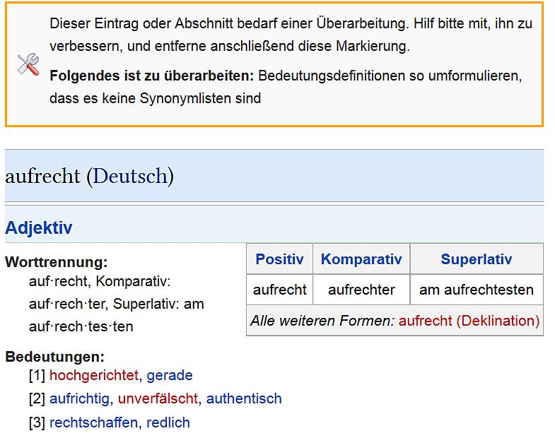 Abb. 1: Baustellenkennzeichnungen in Wiktionary http://de.wiktionary.org/wiki/aufrecht(07.01.2014) 18.03.