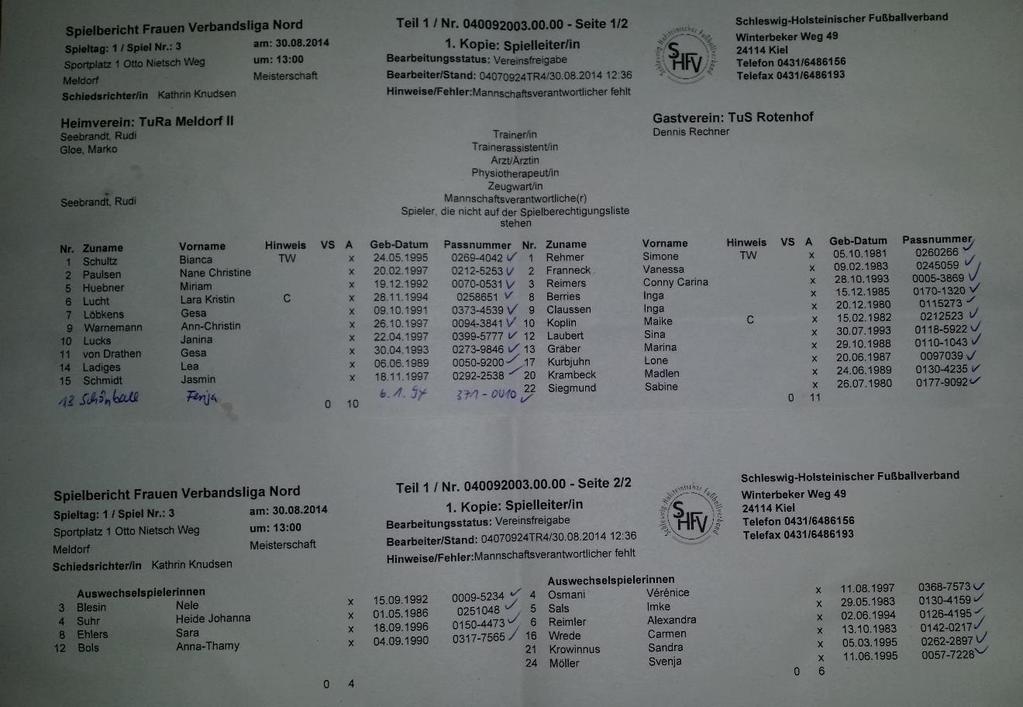 Kreisfußballverband Westküste Anleitung zum Ausfüllen des Spielberichtsonline für Schiedsrichter Vor dem Spiel erstellen die beiden Mannschaftsvertreter ihre Aufstellungen online.