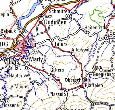Er entspringt auf dem Gemeindegebiet von Oberschrot und fliesst kurz vor der Guggersbachbrücke bei Zumholz in die Sense. Das Zentrum von Oberschrot ist auf ca. 870 Meter über Meer gelegen.