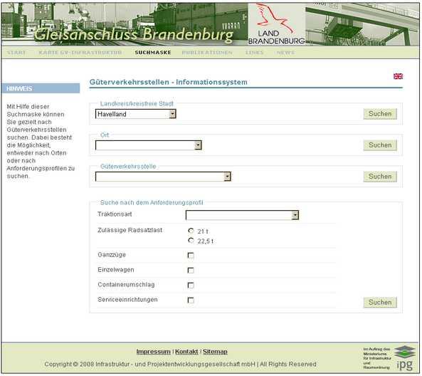 GVS-Infosystem im Land Brandenburg www.gleisanschluss-brandenburg.