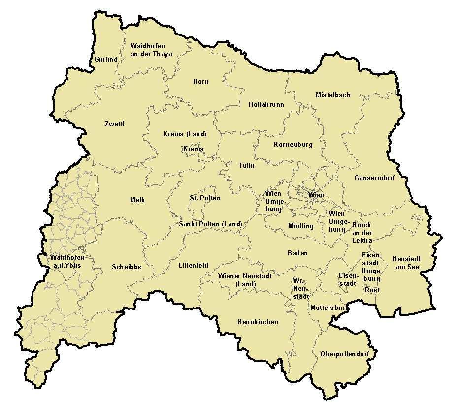 5HJLRQ Die folgende Tabelle enthält die der Region 1 zugeordneten Bezirke: %H]LUNV,' %H]LUN %XQGHVODQG 101 Eisenstadt (Stadt) Burgenland 102 Rust (Stadt) Burgenland 103