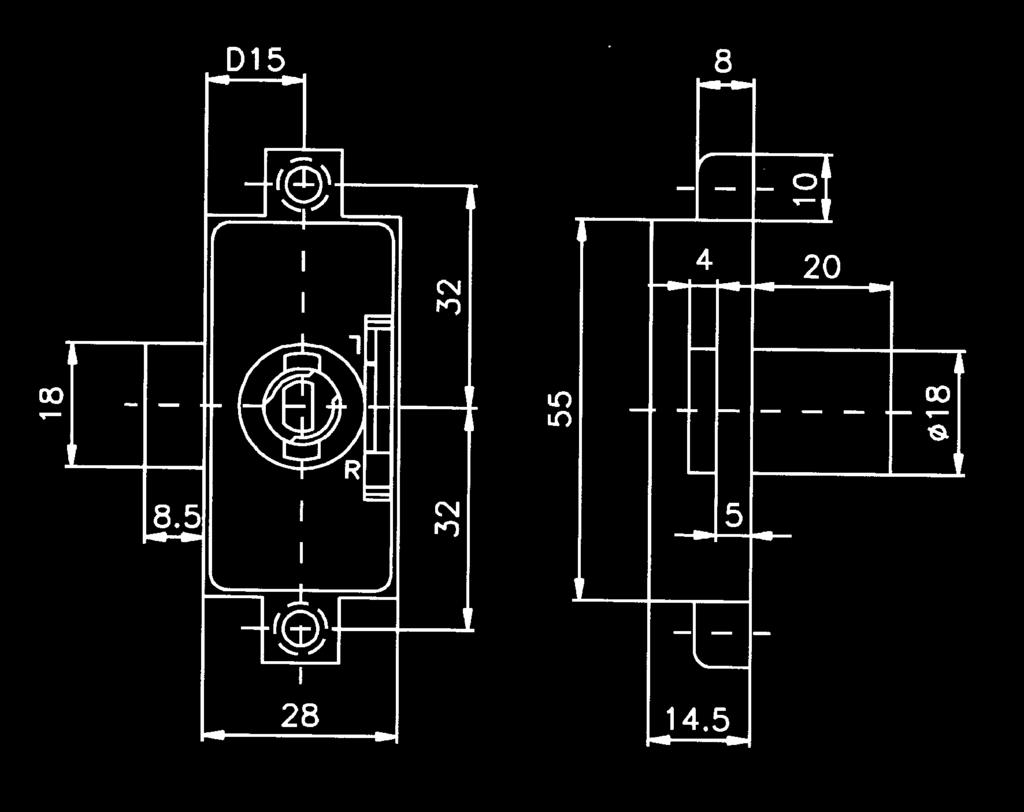 L = 26 mm Glastürschloss/serrure