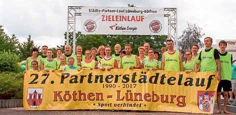 - 8 - Nr. 6/2017 vom 30.06.2017 27. Partnerstädtelauf von Lüneburg nach Köthen über 250 Kilometer Der 27. Partnerstädtelauf von Lüneburg nach Köthen war wieder eine Klasse für sich.