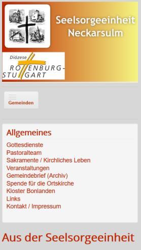In eigener Sache - neues Layout unserer Homepage Die Homepage unserer Seelsorgeeinheit www.se-nsu.de erscheint seit dem 21. April in einem neuen Layout.
