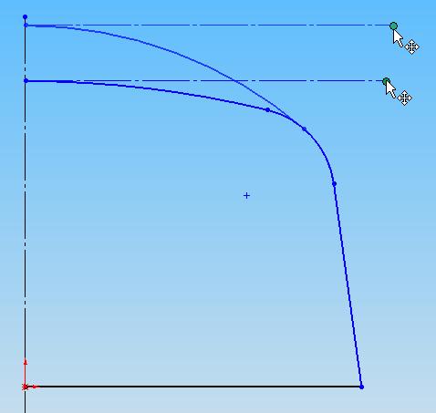 5.1 Der Grundkörper Bild 5.1: Praktisch: Die Linienfunktion enthält einen Modus für tangential anschließende Bogen. Verknüpfen Sie diese Linie tangential mit dem Bogen.