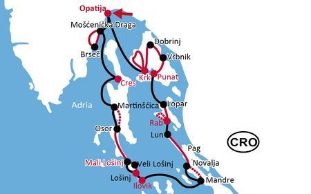6. Tag, 03.10.2018 Insel Ilovik und Losinj 21 Km Rad Nach dem Frühstück Überfahrt nach Lošinj.