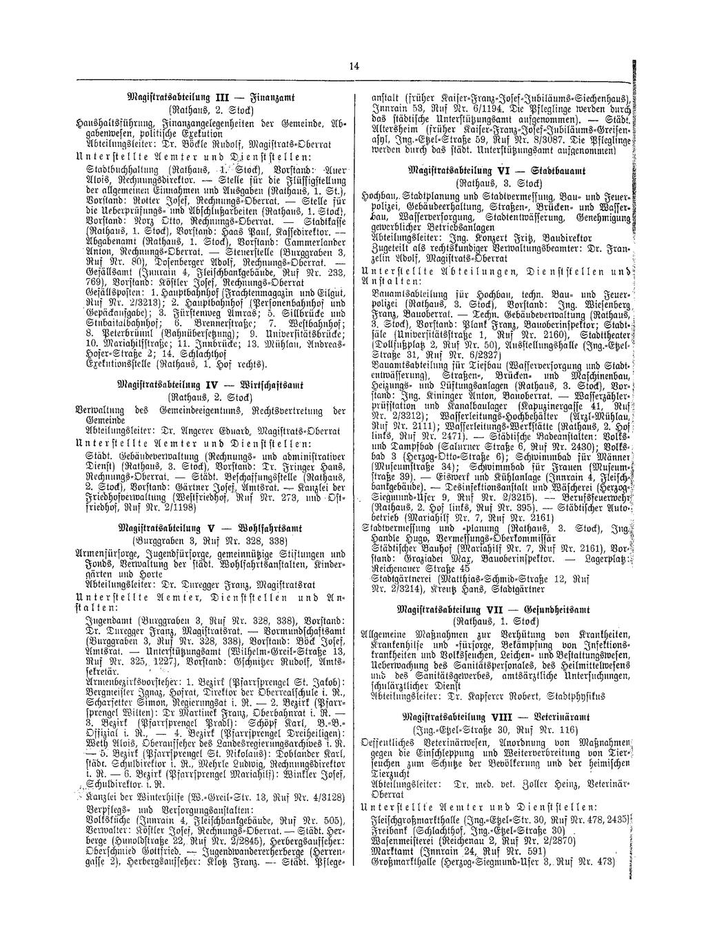 6 4 Städt Stelle 2 Städt Stelle Kanzlei Eiswerk Genehmigung ' 14 Magistratsabteilung III Finanzamt anstatt (früher KaiferFranzJofefJubiläumsSiechenhans),E (Rathaus, 2 Stock) JIMWin 58, Ruf Nr 6/1194