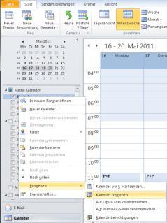 Zudem ist es möglich den Kalender von einem Kollegen dauerhaft einzubinden. Angenommen Person A möchte den eigenen Kalender für Person B freigeben.
