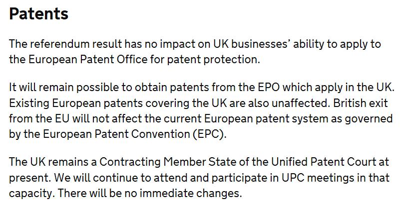 Was meint das britische Patentamt zum Brexit?