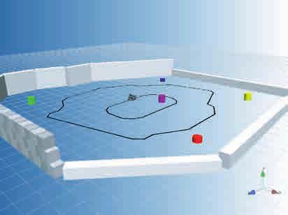 Sie können mit der Software beliebige virtuelle 3D- Arbeitsumgebungen für Robotino erstellen und dann das erstellte Programm simulieren.