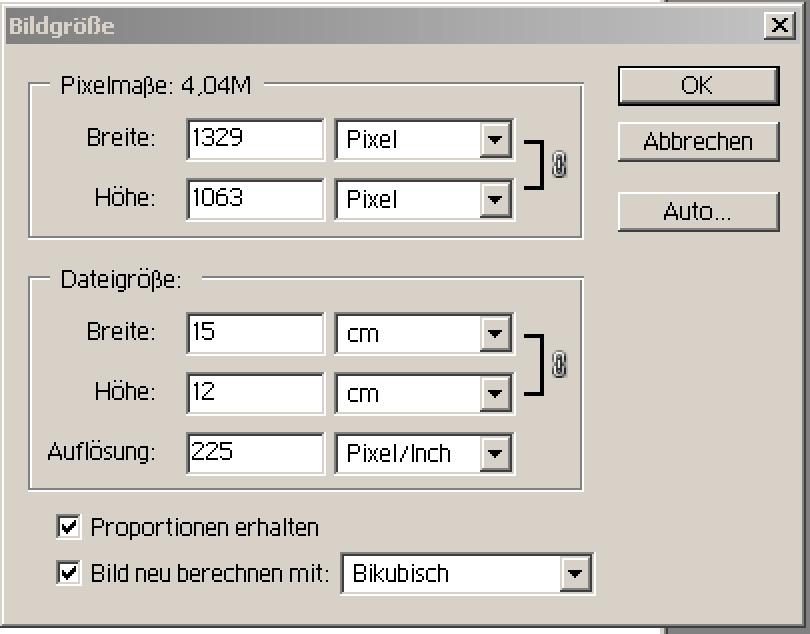 Grundlagen der Gestaltung Folie 29 4. Schritt Photoshop ersetzt nun die ursprüngliche Bildauflösung im Dialog Bildgröße durch den nach den Vorgaben im Dialog Auto-Auflösung eingegebenen Wert.