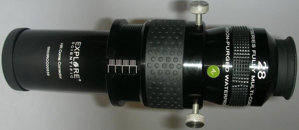 Die Nullstellung des HR Coma Correctors ist die Stellung, in der der optimale Fokus auf der gleichen Ebene wie der Okularanschlag liegt, und der Helical-Fokussierer des HR Coma Correctors 13,5mm