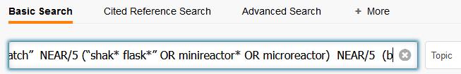 Suchstrategie eingrenzen mit Phrasensuche fed batch AND ( shak* flask* OR minireactor* OR microreactor) AND (biomass* OR fung* OR yeast* OR bacter* OR alga*) 299 Treffer 37