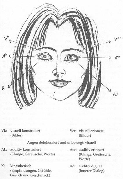 Lerntypen Augenmuster Augenbewegungen Wahrnehmungsebene - Wahrnehmungstypen Richard Bandler und John Ginder Neue Wege