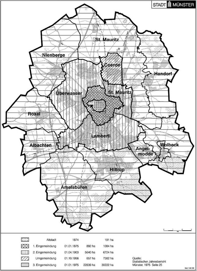 Abbildung 1: Entwicklung des Stadtgebietes von Münster Stadt Münster