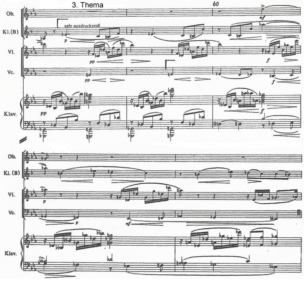 128 telbar anschließend durch Imitation von Oboe und Violine (T. 44 46) zitiert werden. Im Rahmen einer zwölftaktigen Überleitung zum dritten Abschnitt, deren erste fünf Takte (T.