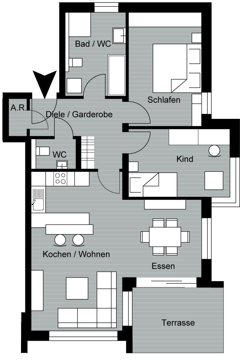 Wohnung 9 3 Zimmer 83,06 m² Haus B EG 217.
