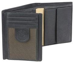 Münzfach, 2 Scheinfächer, Netzfach - 10,5cm x 12cm W18-01 casual Sports Document wallet - Cowhide/Fabric / Rindleder/Textil - Document