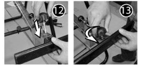 (11) Schieben Sie Schnellverstellung 3 in den Rahmen ein. Schieben Sie den verstellbaren Bolzen wieder hinein.