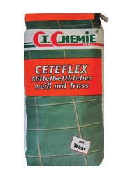 12500 25 kg 42 Säcke Bauwerkstoffe CETEFLEX Marmor Flexkleber weiß mit Trass Preisgruppe 3 Erfüllt die Anforderungen gemäß EN 12004 C1T Anwendungsbereiche: Zum Verlegen von durchscheinenden, nicht