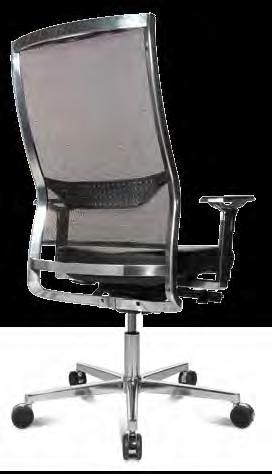 Design swivel chair in an aluminium optic with a