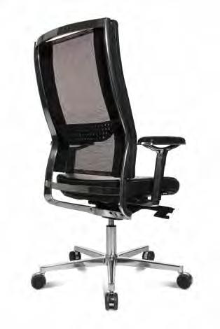 Design swivel chair in an aluminium optic with a synchro-mechanism.