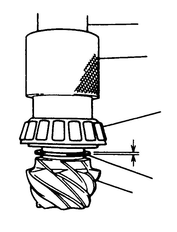7F- DIFFERENTIAL (HINTERACHSE) [Typ mit Ausgleichrädern] 4) Die auf Null eingestellte Achswellenrad-Attrappe mit der Meßuhr auf die Antriebskegelrad-Attrappe setzen und zwischen Nullposition und der