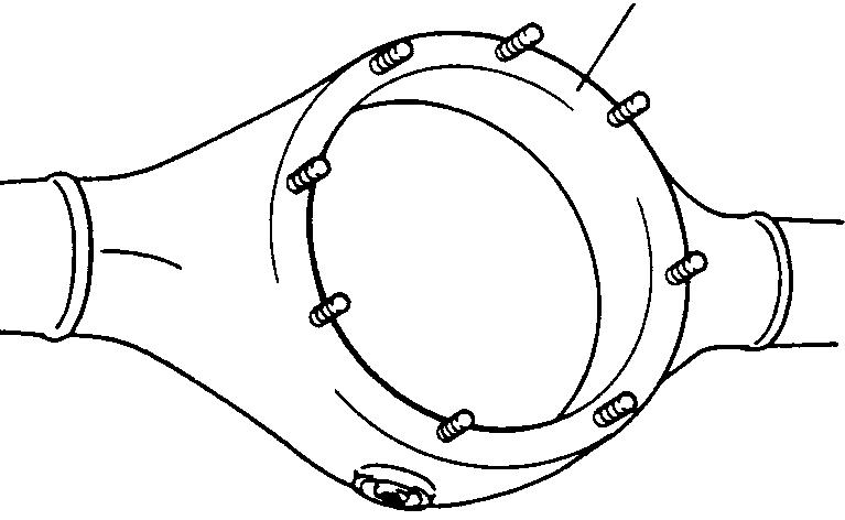 Mutter Differential zur Hinterachse 3) Die Gelenkwelle unter Ausrichtung der Paßmarkierungen am Gegenflansch anbringen und die Flanschschrauben