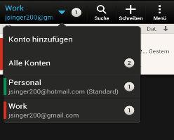 145 E-Mail E-Mail Abfrage Ihrer E-Mails In der E-Mail-App können Sie E-Mails aus einem oder mehreren auf dem HTC One eingerichteten E-Mail Konten lesen, senden und organisieren. 1.